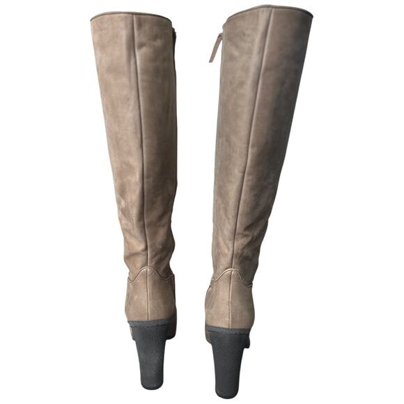 NWOT FURLA Tall Platform Nubuck Boots Beige with Black Size 39 or 8.5 main image 4